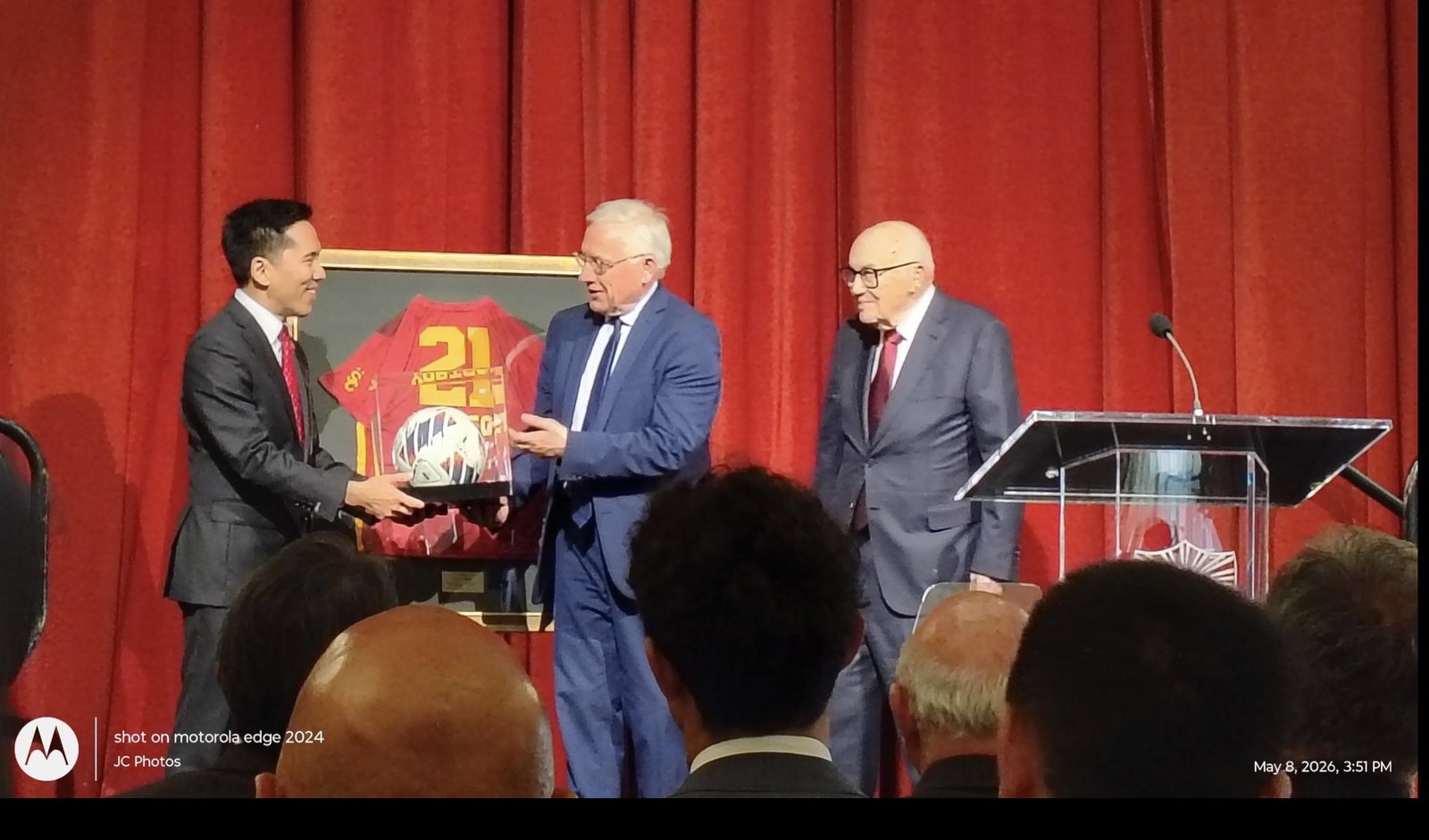 Dean Yortsos receiving a soccer ball